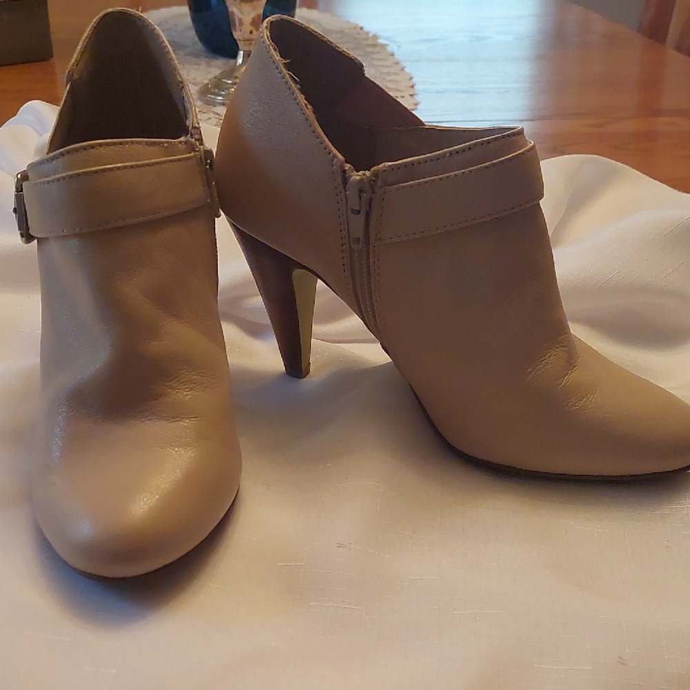 Light Tan Leather Ankle Boots